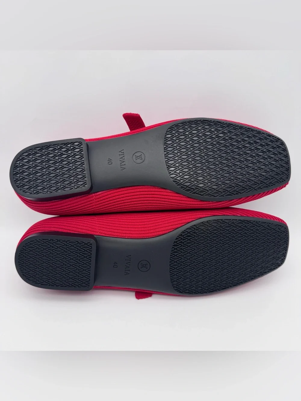 VIVAIA Margot Mary Jane Flats Ruby Red Square Toe Women EU 40 US 8.5-9 VGUC - Picture 7 of 8